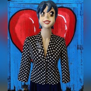 Punk polka dot blazer coat jacket Tahari small petite buttons